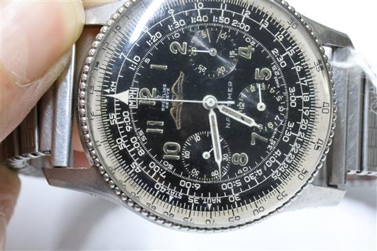 A gentlemans mid 1960s stainless steel Breitling Navitimer chronograph wristwatch, model no. 806,